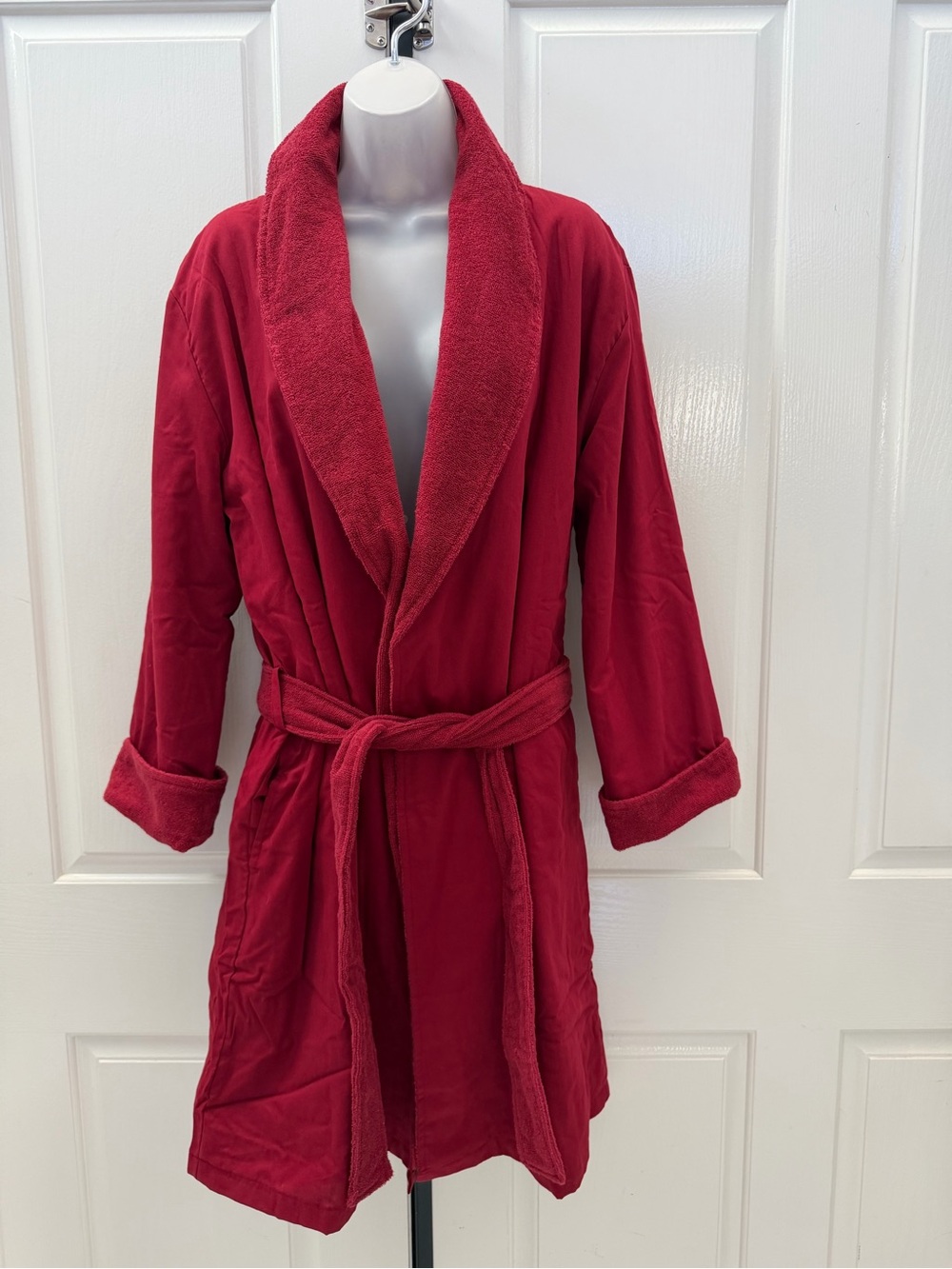 Hotel Collection Red Plush Shawl Collar Spa Robe Sz S/M